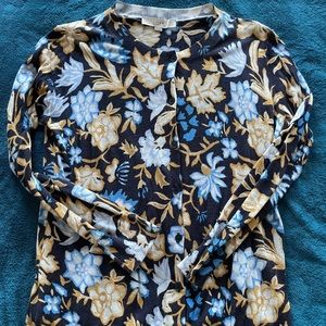 LOFT Floral Button Cardigan